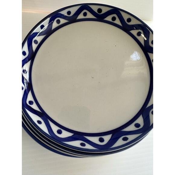 Dansk Arabesque Blue Wave Coupe Salad Plates 8" Raised Edge Set of 4 - Picture 1 of 7